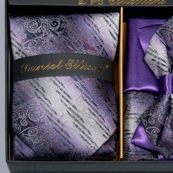 NOT FOR SALE Daniel Ellissa Purple Silver Bow & Neck Tie 6 Set - Picture 2 of 6